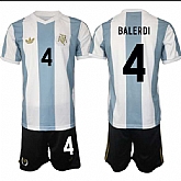 Men's Argentina #4 Leonardo Balerdi White Blue 2024-25 50th Anniversary Home Soccer Jersey Suit,baseball caps,new era cap wholesale,wholesale hats