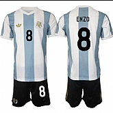 Men's Argentina #8 Enzo White Blue 2024-25 50th Anniversary Home Soccer Jersey Suit,baseball caps,new era cap wholesale,wholesale hats