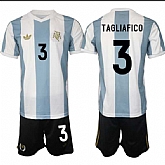 Men's Argentina #3 Nicolas Tagliafico White Blue 2024-25 50th Anniversary Home Soccer Jersey Suit,baseball caps,new era cap wholesale,wholesale hats
