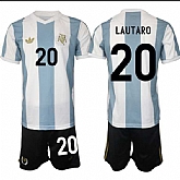 Men's Argentina #20 Lautaro White Blue 2024-25 50th Anniversary Home Soccer Jersey Suit,baseball caps,new era cap wholesale,wholesale hats