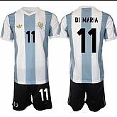 Men's Argentina #11 angel Fabian Di Maria White Blue 2024-25 50th Anniversary Home Soccer Jersey Suit,baseball caps,new era cap wholesale,wholesale hats