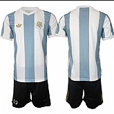 Men's Argentina Blank White Blue 2024-25 50th Anniversary Home Soccer Jersey Suit,baseball caps,new era cap wholesale,wholesale hats