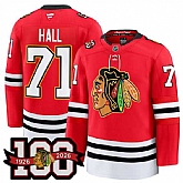 Men's Chicago Blackhawks #71 Taylor Hall Red 2025 Home 100th Anniversary Stitched Hockey Jersey Dzhi,baseball caps,new era cap wholesale,wholesale hats