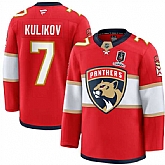 Men's Florida Panthers #7 Dmitry Kulikov Red Home 2025 Stanley Cup Champions Patch Stitched Jersey Dzhi,baseball caps,new era cap wholesale,wholesale hats