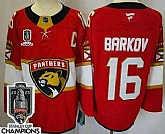 Men's Florida Panthers #16 Aleksander Barkov Red 2025 Stanley Cup Champions Authentic Jersey,baseball caps,new era cap wholesale,wholesale hats
