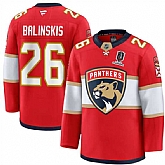 Men's Florida Panthers #26 Uvis Balinskis Red Home 2025 Stanley Cup Champions Patch Stitched Jersey Dzhi,baseball caps,new era cap wholesale,wholesale hats