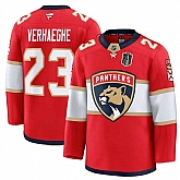 Men's Florida Panthers #23 Carter Verhaeghe Red 2025 Stanley Cup Final Patch Stitched Hockey Jersey Dzhi,baseball caps,new era cap wholesale,wholesale hats