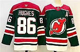 Men's New Jersey Devils #86 Jack Hughes Green Red 2024-25 With A Patch Stitched Hockey Jersey,baseball caps,new era cap wholesale,wholesale hats