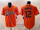 Men's Cleveland Browns #12 Shedeur Sanders Orange With Patch Cool Base Stitched Baseball Jersey,baseball caps,new era cap wholesale,wholesale hats