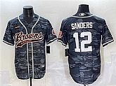 Men's Cleveland Browns #12 Shedeur Sanders Gray Camo With Patch Cool Base Stitched Baseball Jersey,baseball caps,new era cap wholesale,wholesale hats