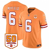 Men & Women & Youth Tampa Bay Buccaneers #6 Baker Mayfield Orange 2025 F.U.S.E. 50th Anniversary Patch Vapor Untouchable Limited Stitched Jersey,baseball caps,new era cap wholesale,wholesale hats