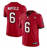Men & Women & Youth Tampa Bay Buccaneers #6 Baker Mayfield Red 2025 50th Anniversary Patch And 4-Star C Patch Vapor Untouchable Limited Stitched Jersey,baseball caps,new era cap wholesale,wholesale hats