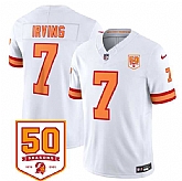 Men & Women & Youth Tampa Bay Buccaneers #7 Bucky Irving White 2025 F.U.S.E. 50th Anniversary Patch Vapor Untouchable Limited Stitched Jersey,baseball caps,new era cap wholesale,wholesale hats