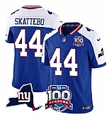 Men's New York Giants #44 Cam Skattebo Royal White 2025 Draft F.U.S.E. 100th Season & State Patch Vapor Limited Stitched Jersey,baseball caps,new era cap wholesale,wholesale hats