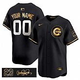Men's Chicago Cubs Active Player Custom Black Gold Ryne Sandberg Tribute Vapor Limited V3 Stitched Baseball Jersey,baseball caps,new era cap wholesale,wholesale hats