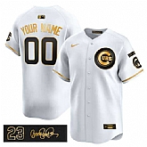 Men's Chicago Cubs Active Player Custom White Gold Ryne Sandberg Tribute Vapor Limited V3 Stitched Baseball Jersey,baseball caps,new era cap wholesale,wholesale hats