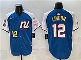 Men's National League #12 Francisco Lindor Blue Alternate 2025 All-Star With Patch Edition Limited Stitched Jersey,baseball caps,new era cap wholesale,wholesale hats