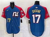 Men's National League #17 Shohei Ohtani Blue Red Alternate 2025 All-Star With Patch Edition Limited Stitched Jersey,baseball caps,new era cap wholesale,wholesale hats