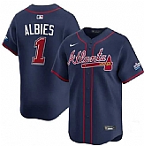 Men's Atlanta Braves #1 Ozzie Albies Navy 2025 Speedway Classic Alternate Limited Stitched Jersey Dzhi,baseball caps,new era cap wholesale,wholesale hats