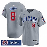 Men's Chicago Cubs #8 lan Happ Gray 'Ryne Sandberg Tribute' Vapor Limited V3 Stitched Jersey Dzhi,baseball caps,new era cap wholesale,wholesale hats