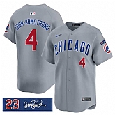 Men's Chicago Cubs #4 Pete Crow-Armstrong Gray 'Ryne Sandberg Tribute' Vapor Limited V3 Stitched Jersey Dzhi,baseball caps,new era cap wholesale,wholesale hats
