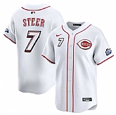 Men's Cincinnati Reds #7 Spencer Steer White 2025 Speedway Classic Home Limited Stitched Jersey Dzhi,baseball caps,new era cap wholesale,wholesale hats