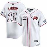 Men's Cincinnati Reds #11 Barry Larkin White 2025 Speedway Classic Home Limited Stitched Jersey Dzhi,baseball caps,new era cap wholesale,wholesale hats