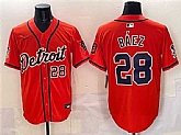 Men's Detroit Tigers #28 Javier Baez Orange With Patch Vapor Premier Limited Stitched Jersey,baseball caps,new era cap wholesale,wholesale hats