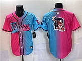 Men's Detroit Tigers Team Big Logo Pink Blue Limited Stitched Jersey,baseball caps,new era cap wholesale,wholesale hats