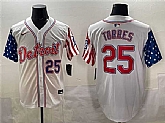Men's Detroit Tigers #25 Gleyber Torres White 2025 Memorial Day Vapor Premier Limited Stitched Jersey,baseball caps,new era cap wholesale,wholesale hats