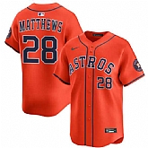 Men's Houston Astros #28 Brice Matthews Orange 2025 Alternate Limited Stitched Jersey Dzhi,baseball caps,new era cap wholesale,wholesale hats