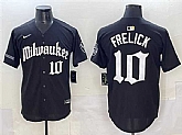 Men's Milwaukee Brewers #10 Sal Frelick Black 'Gothic 414 Shadows Edition' Vapor Premier Limited Stitched Jersey,baseball caps,new era cap wholesale,wholesale hats