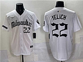 Men's Milwaukee Brewers #22 Christian Yelich White 'Gothic 414 Shadows Edition' Vapor Premier Limited Stitched Jersey,baseball caps,new era cap wholesale,wholesale hats