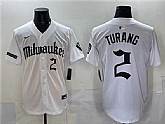 Men's Milwaukee Brewers #2 Brice Turang White 'Gothic 414 Shadows Edition' Vapor Premier Limited Stitched Jersey,baseball caps,new era cap wholesale,wholesale hats