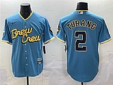 Men's Milwaukee Brewers #2 Brice Turang Powder Blue City Connect Cool Base Stitched Jersey,baseball caps,new era cap wholesale,wholesale hats