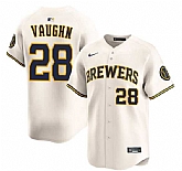 Men's Milwaukee Brewers #28 Andrew Vaughn Cream Limited Stitched Jersey Dzhi,baseball caps,new era cap wholesale,wholesale hats