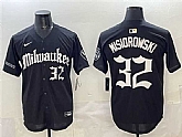 Men's Milwaukee Brewers #32 Jacob Misiorowski Black 'Gothic 414 Shadows Edition' Vapor Premier Limited Stitched Jersey,baseball caps,new era cap wholesale,wholesale hats