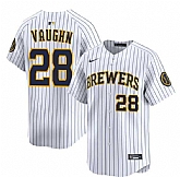 Men's Milwaukee Brewers #28 Andrew Vaughn White Alternate Limited Stitched Jersey Dzhi,baseball caps,new era cap wholesale,wholesale hats