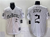 Men's New York Yankees #2 Derek Jeter White Pinstripe 'Gothic Legacy Edition' Vapor Premier Limited Stitched Jersey,baseball caps,new era cap wholesale,wholesale hats