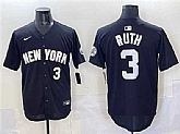 Men's New York Yankees #3 Babe Ruth Black Limited Stitched Jersey,baseball caps,new era cap wholesale,wholesale hats