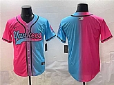 Men's New York Yankees Blank Pink Blue Limited Stitched Jersey,baseball caps,new era cap wholesale,wholesale hats
