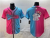 Men's New York Yankees Team Big Logo Pink Blue Limited Stitched Jersey,baseball caps,new era cap wholesale,wholesale hats