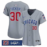 Women's Chicago Cubs #30 Kyle Tucker Gray 'Ryne Sandberg Tribute' Vapor Limited V3 Stitched Jersey Dzhi,baseball caps,new era cap wholesale,wholesale hats