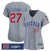 Women's Chicago Cubs #27 Seiya Suzuki Gray 'Ryne Sandberg Tribute' Vapor Limited V3 Stitched Jersey Dzhi,baseball caps,new era cap wholesale,wholesale hats