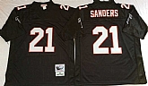 Men's Atlanta Falcons #21 Deion Sanders Black Throwback Stitched Football Jersey,baseball caps,new era cap wholesale,wholesale hats