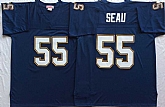 Men's Los Angeles Chargers #55 Junior Seau Navy Throwback Stitched Football Jersey,baseball caps,new era cap wholesale,wholesale hats