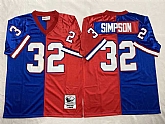 Men's Buffalo Bills #32 O.J. Simpson Blue Red Splite Throwback Stitched Football Jersey Dzhi,baseball caps,new era cap wholesale,wholesale hats