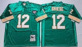Men's Miami Dolphins #12 Bob Griese Aqua Throwback Stitched Football Jersey,baseball caps,new era cap wholesale,wholesale hats