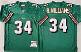 Men's Miami Dolphins #34 Ricky Williams Aqua Throwback Stitched Football Jersey,baseball caps,new era cap wholesale,wholesale hats