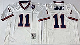 Men's New York Giants #11 Phil Simms White Throwback Stitched Football Jersey,baseball caps,new era cap wholesale,wholesale hats